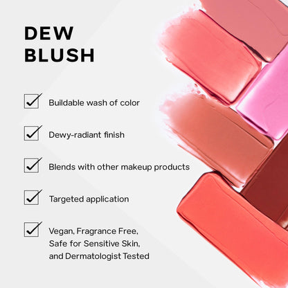 Saie Dew Liquid Blush for Cheeks - Hydrating Cream Blush Stick with a Blendable + Buildable Formula - Skincare Infused Dewy Cheek Tint for a Natural Flush - Glowy Makeup Essential - Baby (.40 Oz)