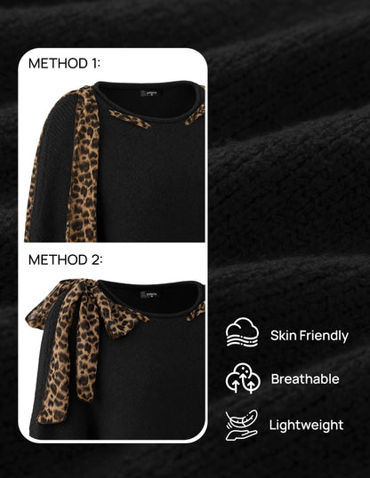 ZESICA Women's Fall Winter Cute Bow Tie Oversized Sweaters