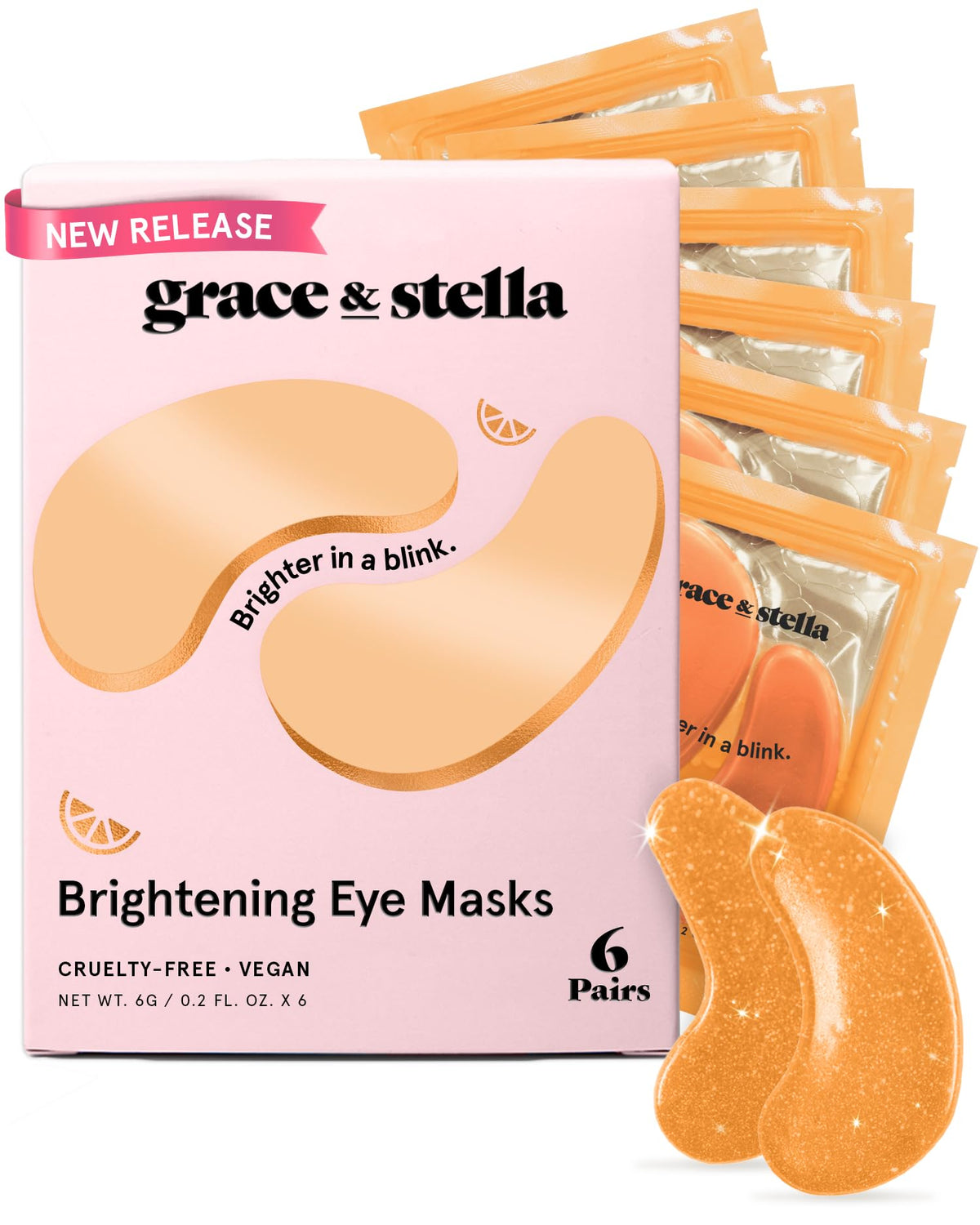 grace & stella New Brightening Eye Patches for Dark Circles (24 Pairs) - Vitamin C Under Eye Patches for Puffiness