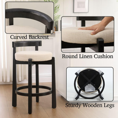 Lukealon Mid Century Linen Counter Stools Set of 4