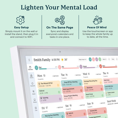 Skylight Calendar: 15-Inch Wall Planner Digital Calendar & Chore Chart, Smart Touchscreen Interactive Display