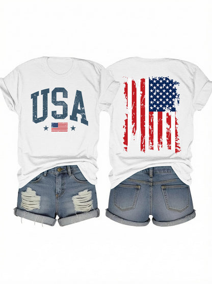 American Flag Shirts for Women 4th of July T-Shirts Usa Graphic Tees Casual Blouse Tops