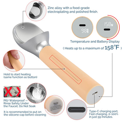 Heated Ice Cream Scoop Rechargeable
