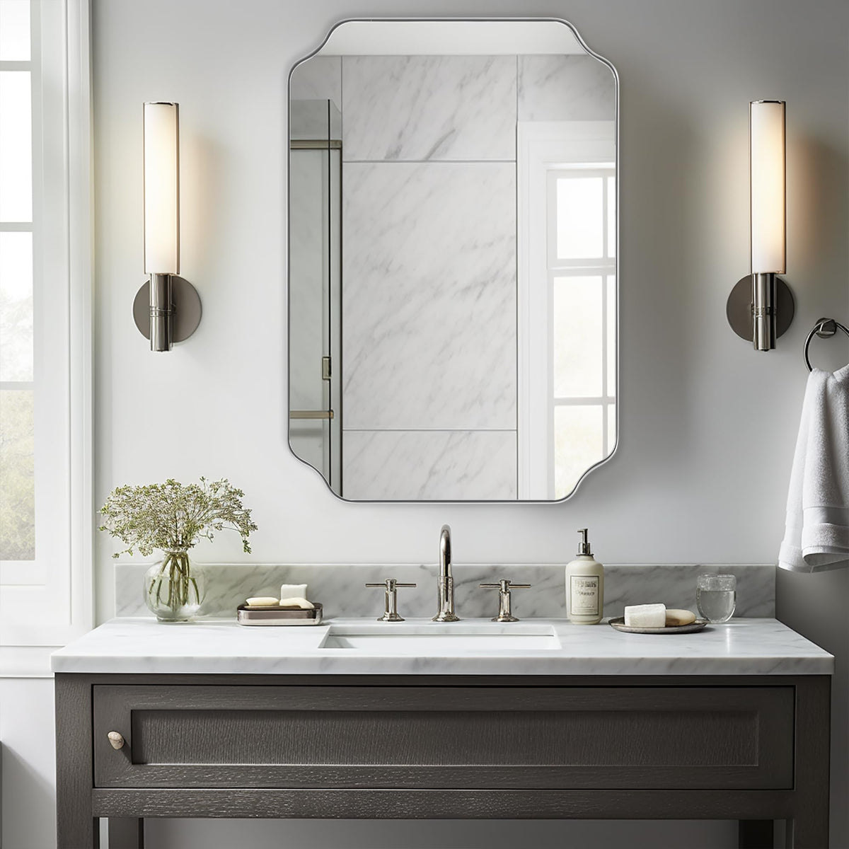 Andy Star Unique Rectangle Wall Mirror, 24"X32"