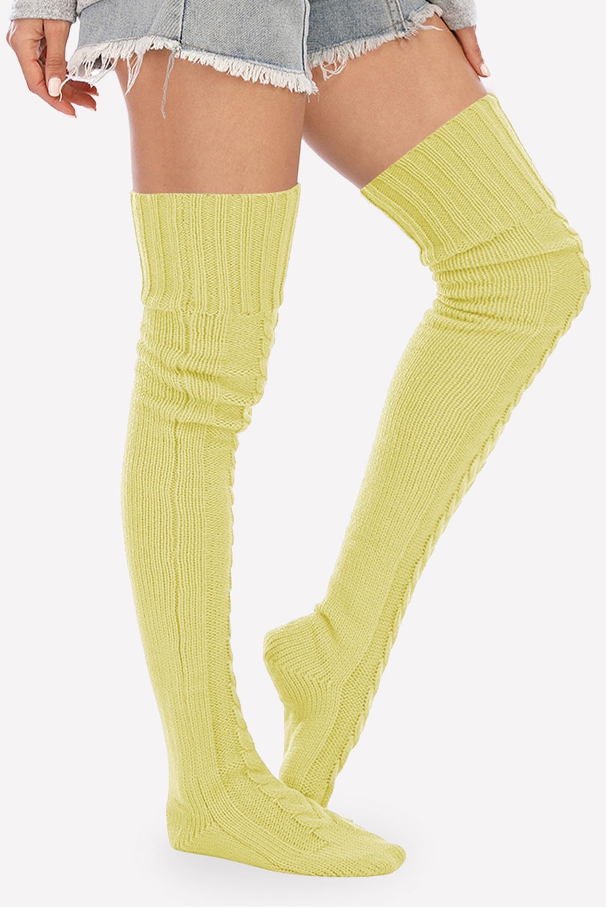 Leoparts Women's Cable Knit Thigh High Socks Over Knee Leg Warmer Stockings