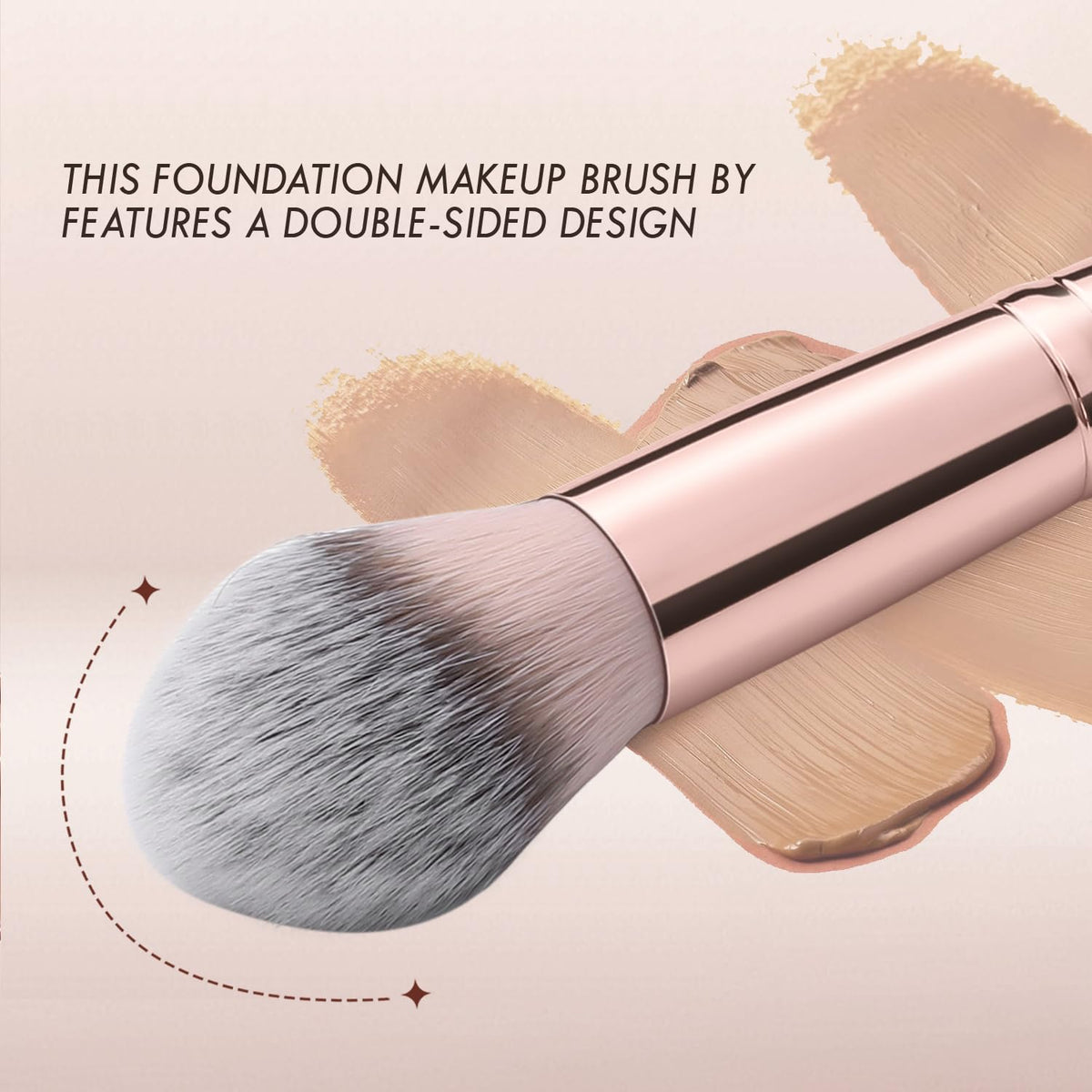Kingmas Foundation Makeup Brush, Double Ended Bronzer Brush Angled & Round Contour Brushes for Beauty Blending Liquid Powder, Concealer Cream Cosmetics Blush (Brown)