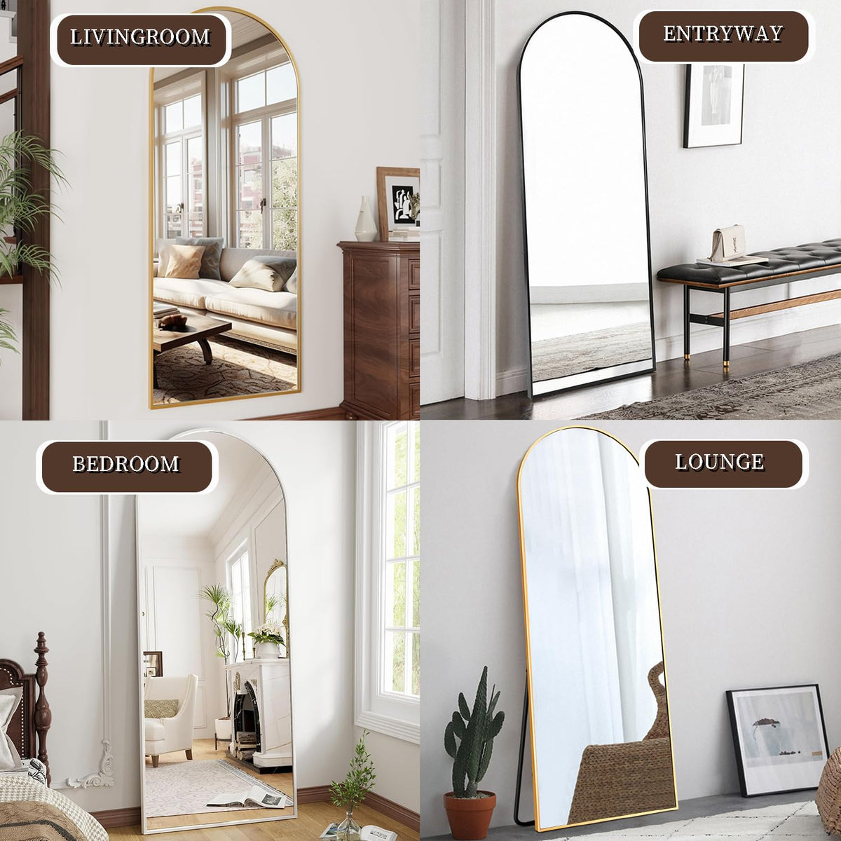 OGCAU Arched Full Length Mirror 76"x34"
