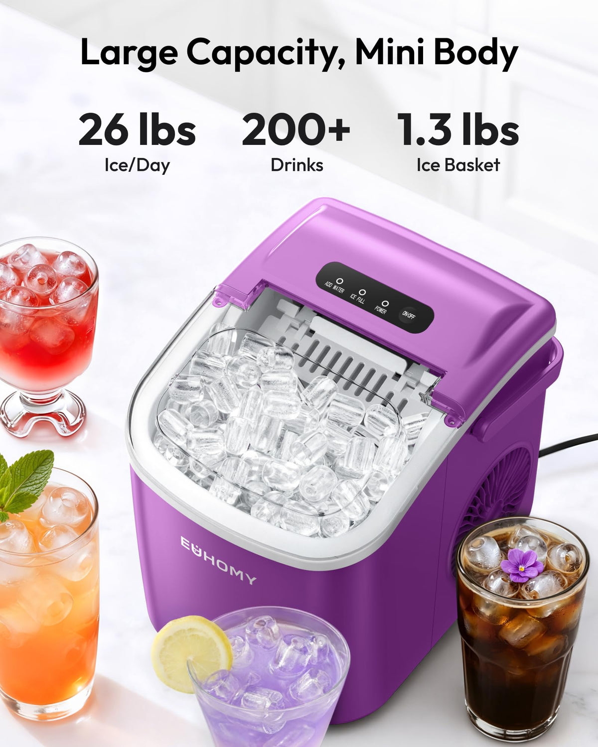 Euhomy Countertop Ice Maker Machine with Handle