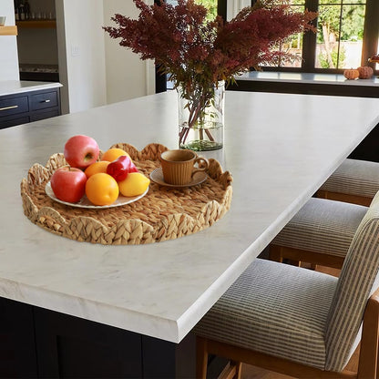 Gurfuy Extra Large Round Ottoman Table Tray with Handles