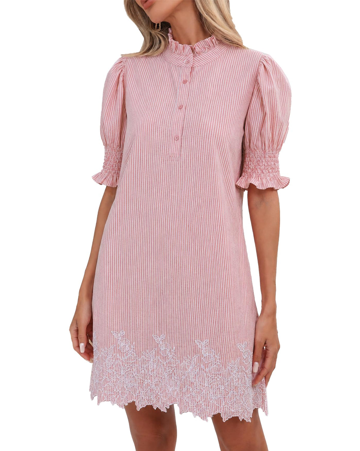 YEXPINE Women's Summer Embroidered Mini Dress