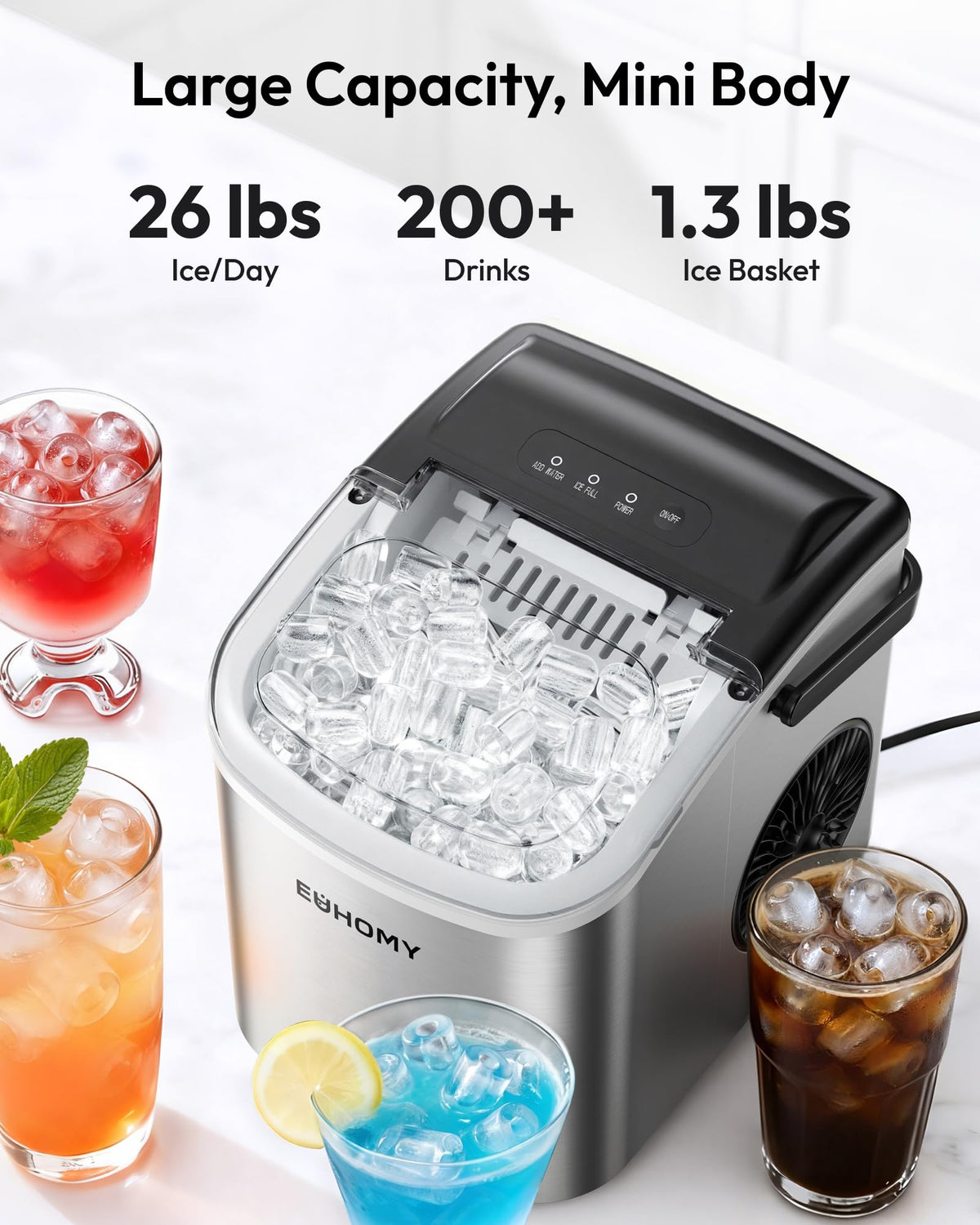 Euhomy Countertop Ice Maker Machine with Handle