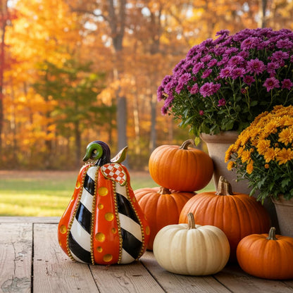 8 Inch Resin Pumpkin Statue, Halloween Fall Decor | Handmade Resin, Thanksgiving Centerpiece, Halloween Tabletop, Mantle & Bookshelf Decor