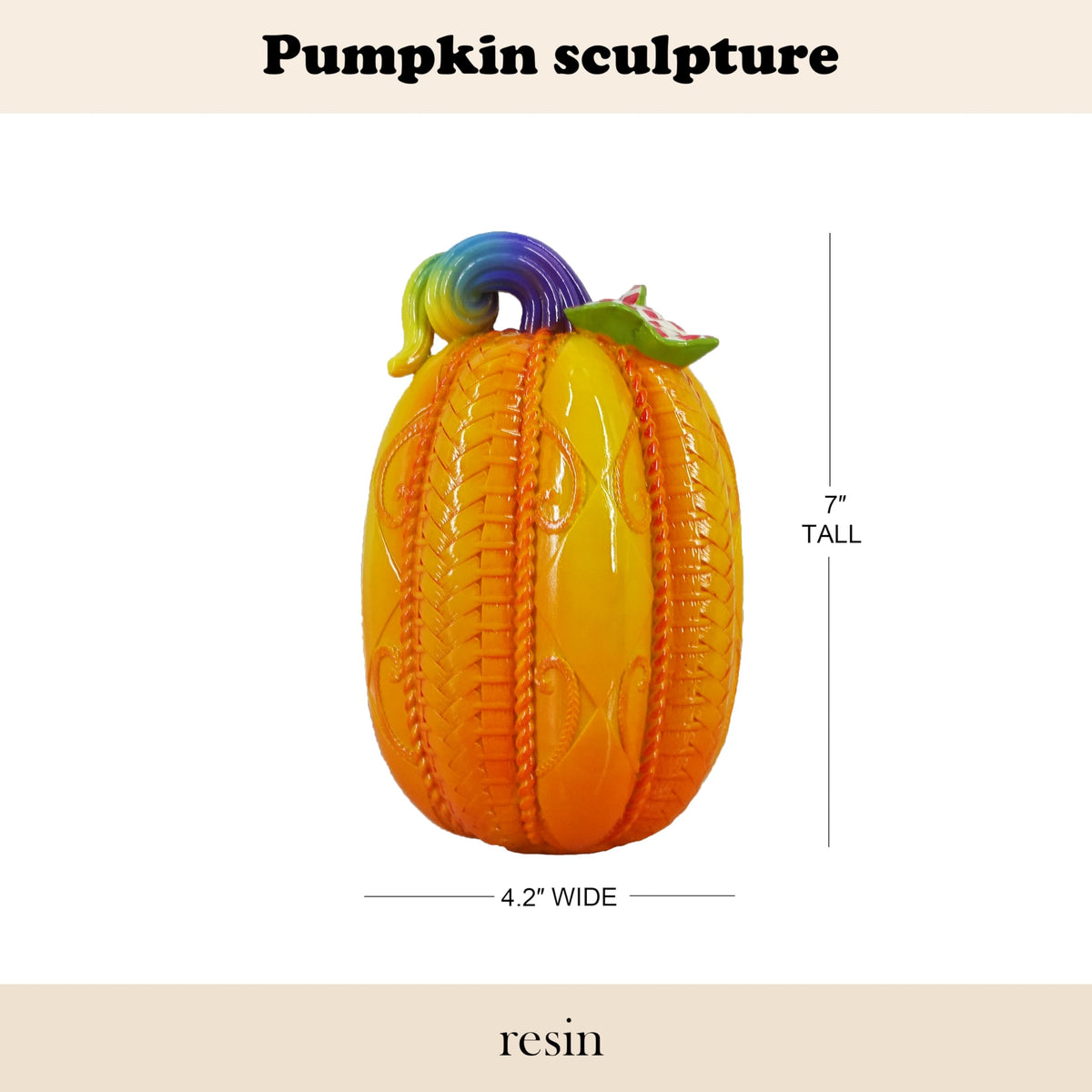 8 Inch Resin Pumpkin Statue, Halloween Fall Decor | Handmade Resin, Thanksgiving Centerpiece, Halloween Tabletop, Mantle & Bookshelf Decor