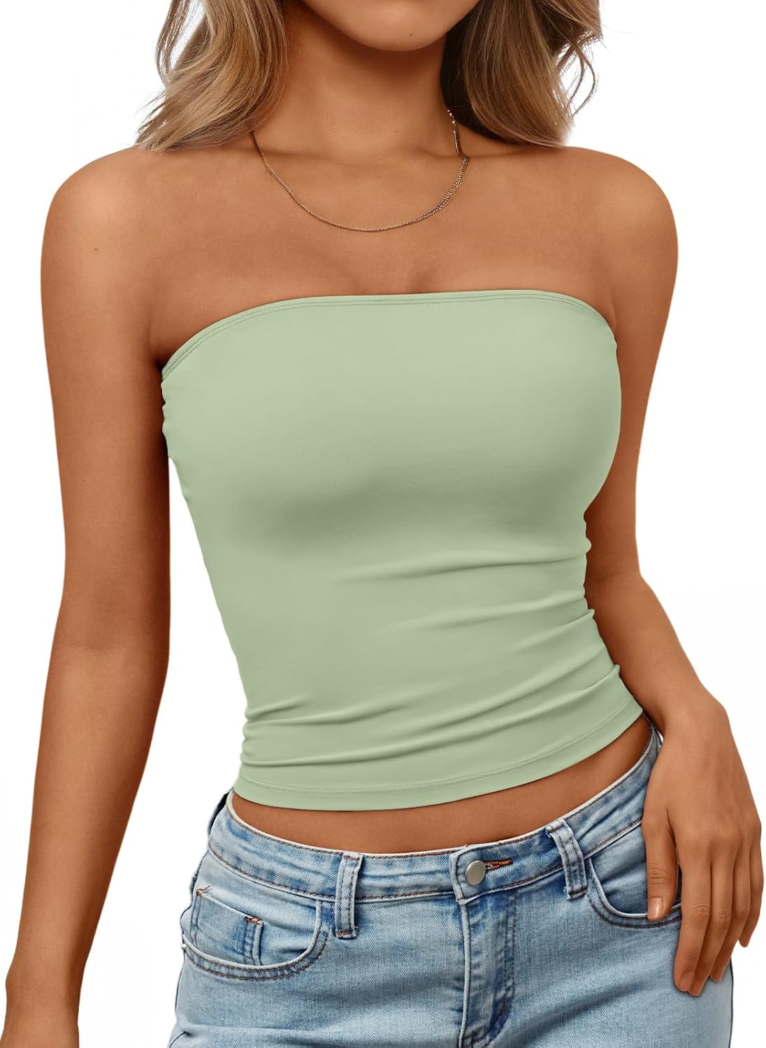 Trendy Queen Women's Strapless Bandeau Crop Top