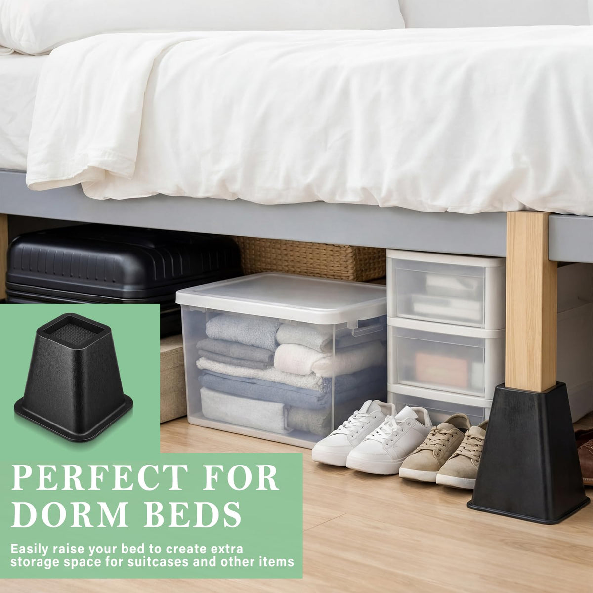 Novabright 4 Pack 12 Inch College Dorm Bed Risers