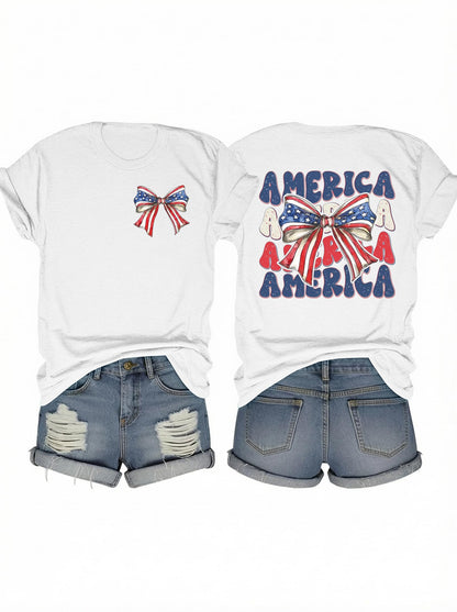 American Flag Shirts for Women 4th of July T-Shirts Usa Graphic Tees Casual Blouse Tops