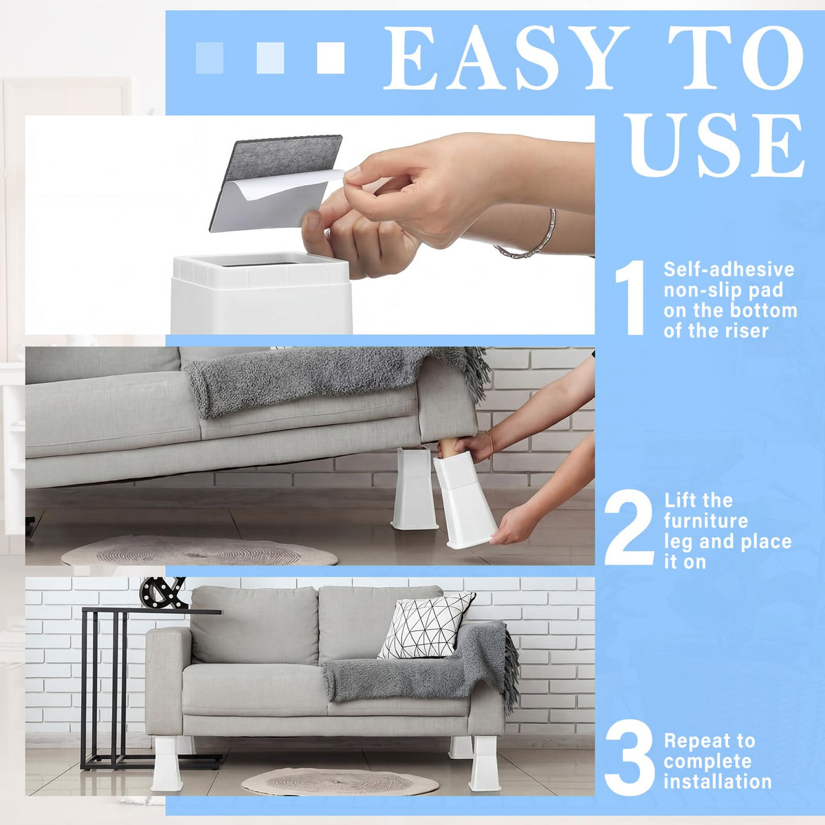 Novabright 4 Pack 12 Inch College Dorm Bed Risers