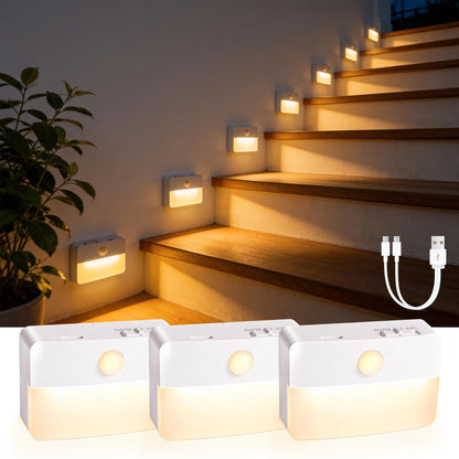 Guankai 8 Pack Motion Sensor Stair Light for Indoor, Battery Operated