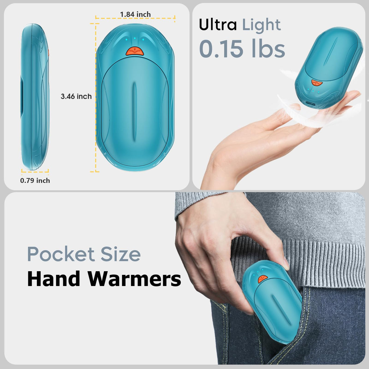 AI Hand Warmers Rechargeable 2 Pack, AI Smart Chips Electric Hand Warmers, 20Hrs Long