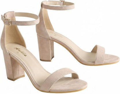 Ankis Heels for Women Open Toe Ankle Strap Chunky Heel Sandals 2.75 Inch