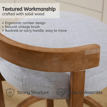 Lukealon Mid Century Linen Counter Stools Set of 4