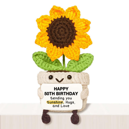 Handmade Positive Sunflower Crochet Decor