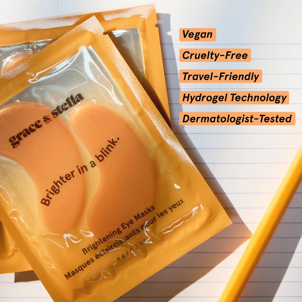 grace & stella New Brightening Eye Patches for Dark Circles (24 Pairs) - Vitamin C Under Eye Patches for Puffiness