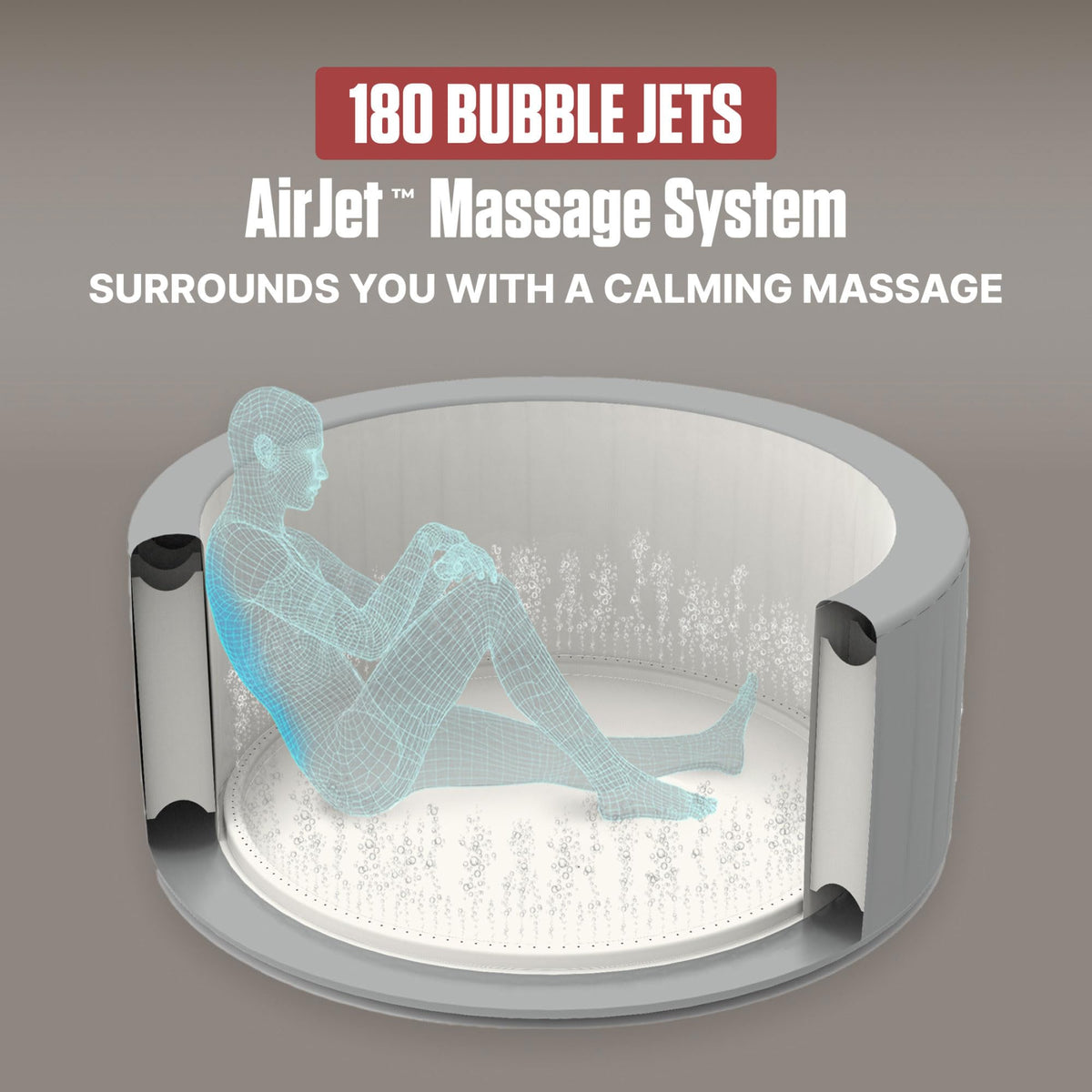 Coleman Sicily 5 to 7 Person Inflatable Hot Tub, Round Portable Outdoor Spa with 180 Airjets and Energysense Cover, Grey, 85" X 28"
