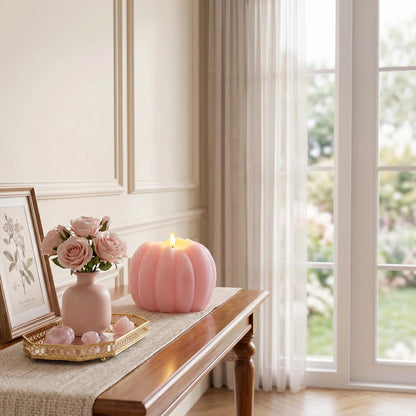 Fall Decor, Fall Decorations for Home - Flameless Pumpkin Candle with Timer Remote - Room Bedroom Table Farmhouse Decor for Halloween, Thanksgiving, Orange+white