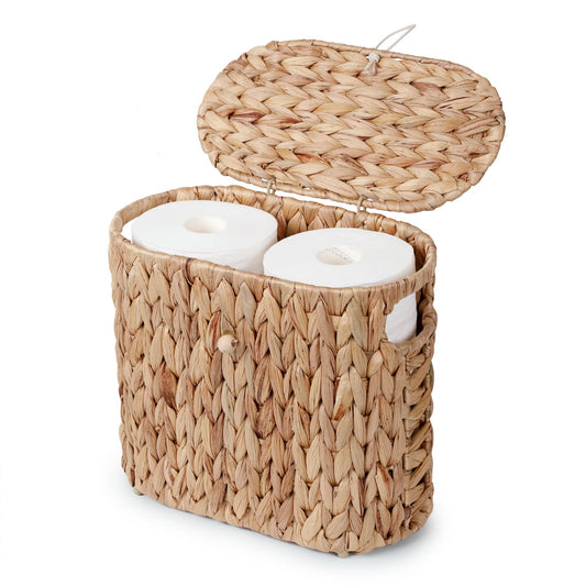 Yangqihome Toilet Paper Storage, Water Hyacinth Toilet Paper Storage with Lid