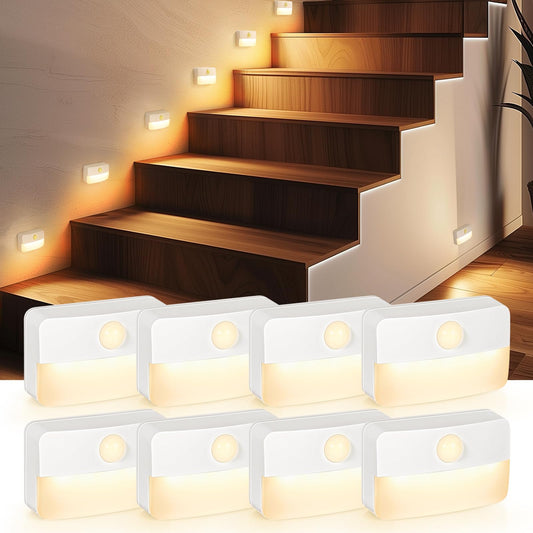 Guankai 8 Pack Motion Sensor Stair Light for Indoor, Battery Operated