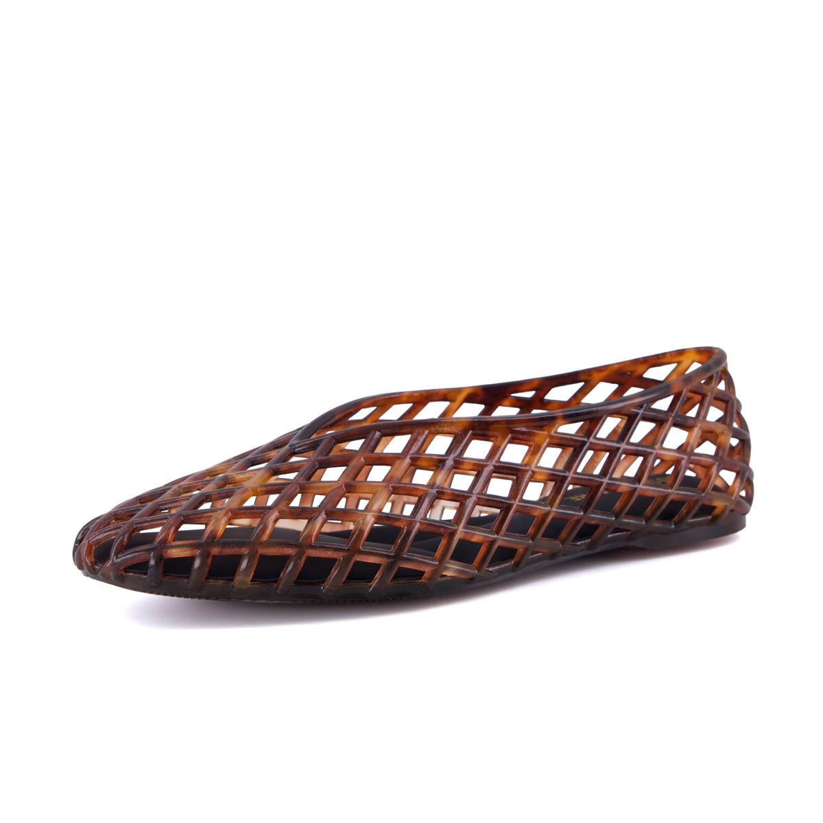 Cushionaire Siesta Modern Lattice Ballet Flats for Women, Comfortable Slip on Pointed Toe Womens Jelly Shoes