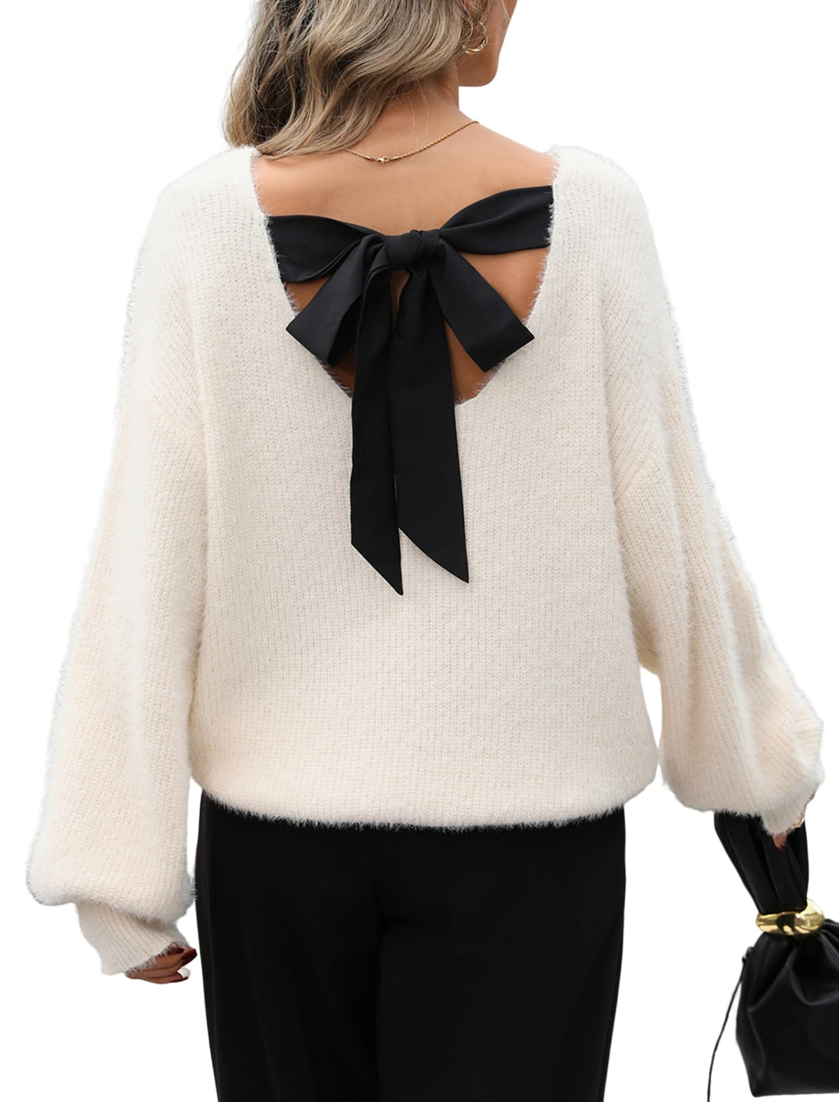ZAFUL Women's Bow Chunky Knit Sweater