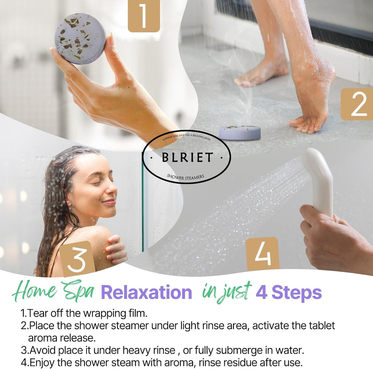 Blriet Shower Steamers Aromatherapy Relief Gifts 8 ct
