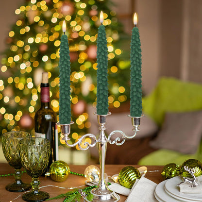 Green Christmas Tree Flameless Taper Candles Battery Operated Remote Timer