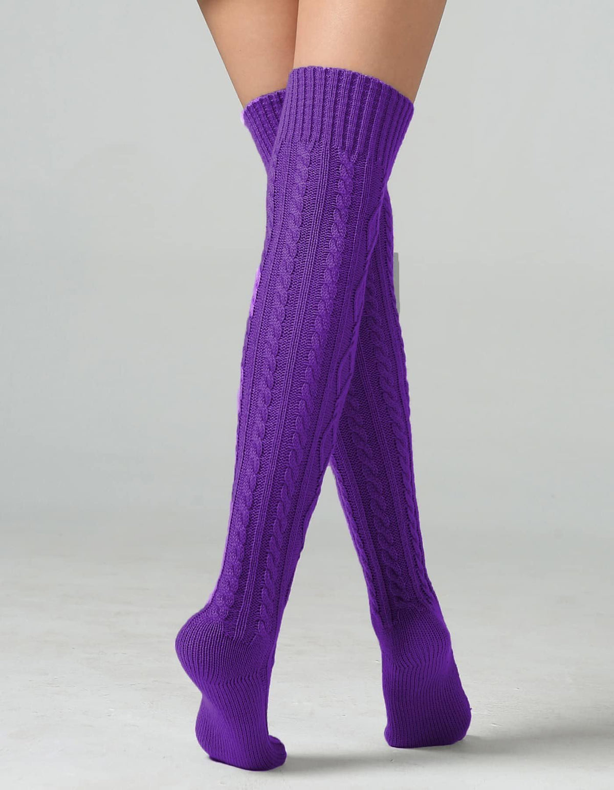 Leoparts Women's Cable Knit Thigh High Socks Over Knee Leg Warmer Stockings