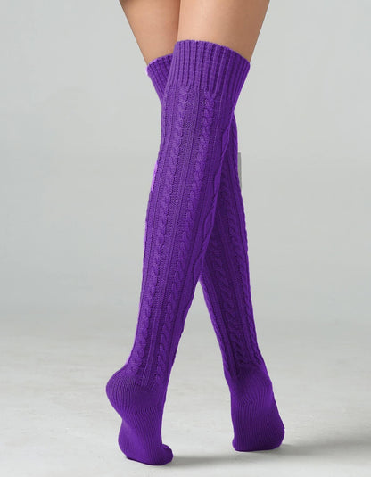 Leoparts Women's Cable Knit Thigh High Socks Over Knee Leg Warmer Stockings