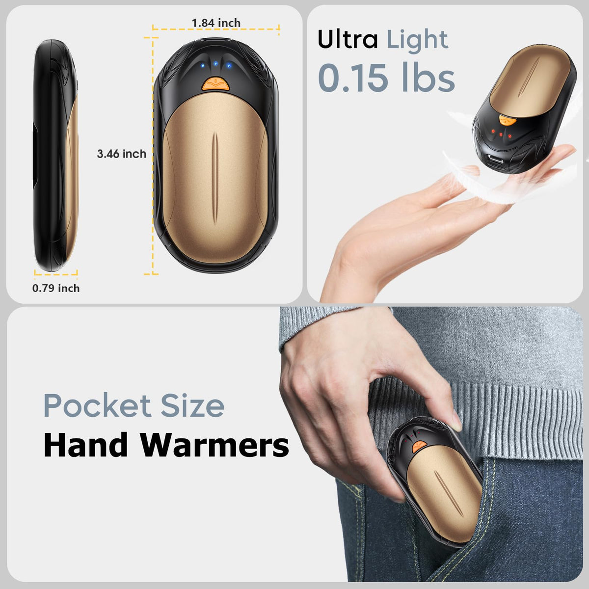 AI Hand Warmers Rechargeable 2 Pack, AI Smart Chips Electric Hand Warmers, 20Hrs Long