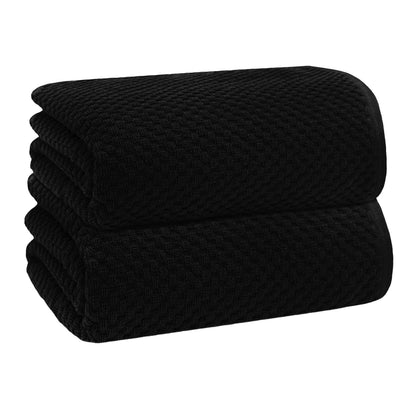 Cotton Craft- Euro Spa Set of 4 Luxury Waffle Weave Bath Towels, Oversized Pure Ringspun Cotton, 30 Inch X 56 Inch, White