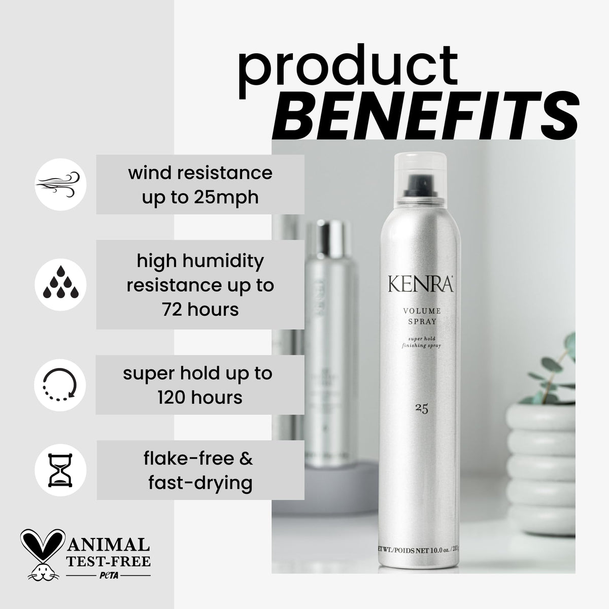 Kenra Professional Volume Spray 25 | Super Hold Finishing & Styling Hairspray | Flake-Free & Fast-Drying | Wind & Humidity Resistance | All Hair Types