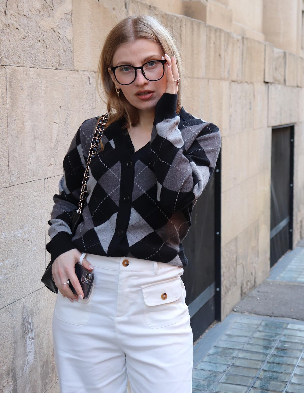 GRACE KARIN Cardigan Sweaters for Women - Argyle Sweater