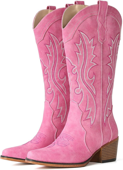 BEST SELLER - IUV Cowboy Boots For Women Western Cowgirl Boots Mid Calf Snip Toe