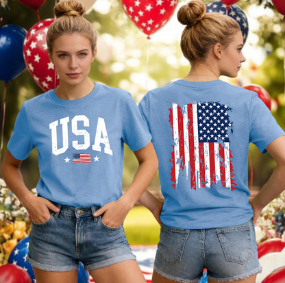 American Flag Shirts for Women 4th of July T-Shirts Usa Graphic Tees Casual Blouse Tops