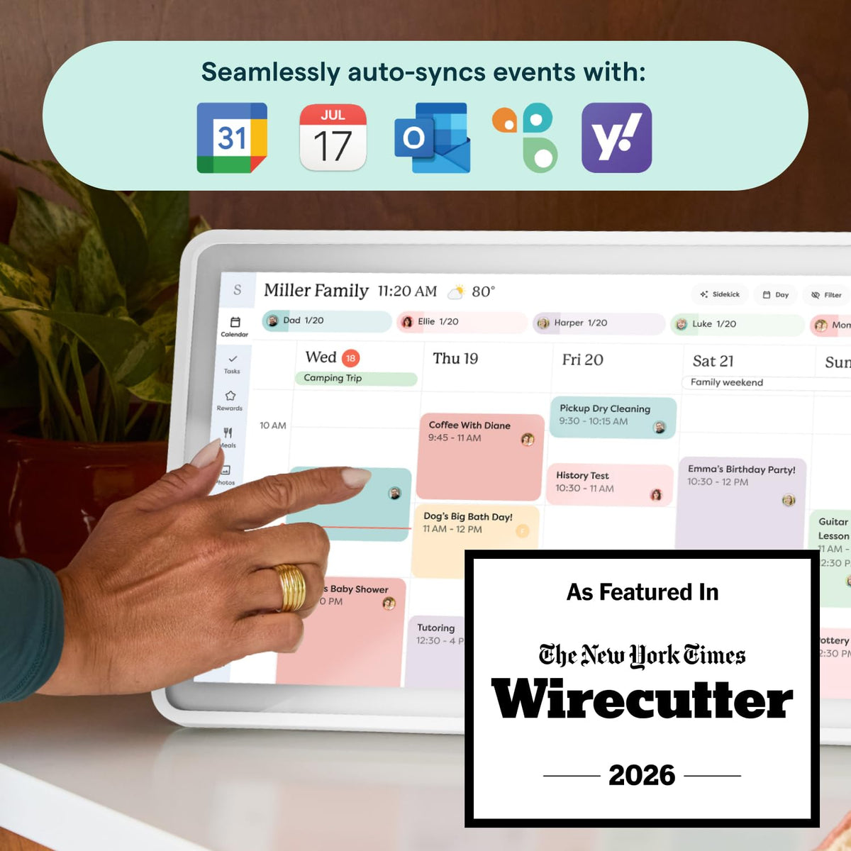 Skylight Calendar: 15-Inch Wall Planner Digital Calendar & Chore Chart, Smart Touchscreen Interactive Display