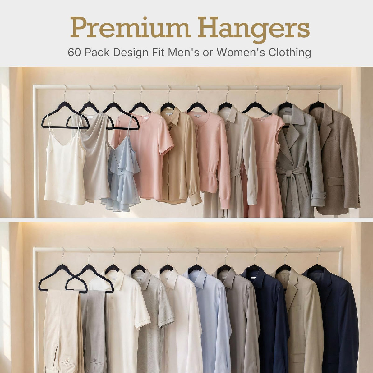 House Day Black Velvet Hangers 60 Pack