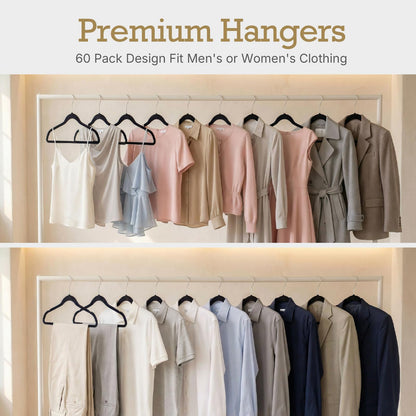 House Day Black Velvet Hangers 60 Pack