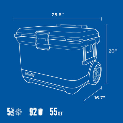 Coleman Pro Heavy-Duty 45qt Ultra-Light Premium Hard Cooler, Extra-Thick Insulation Keeps Ice Up to 4 Days, 74-Can Capacity