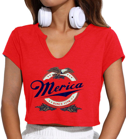 4th of July Crop Tops for Women Funny American Flag Shirts Tank Tops Outfits