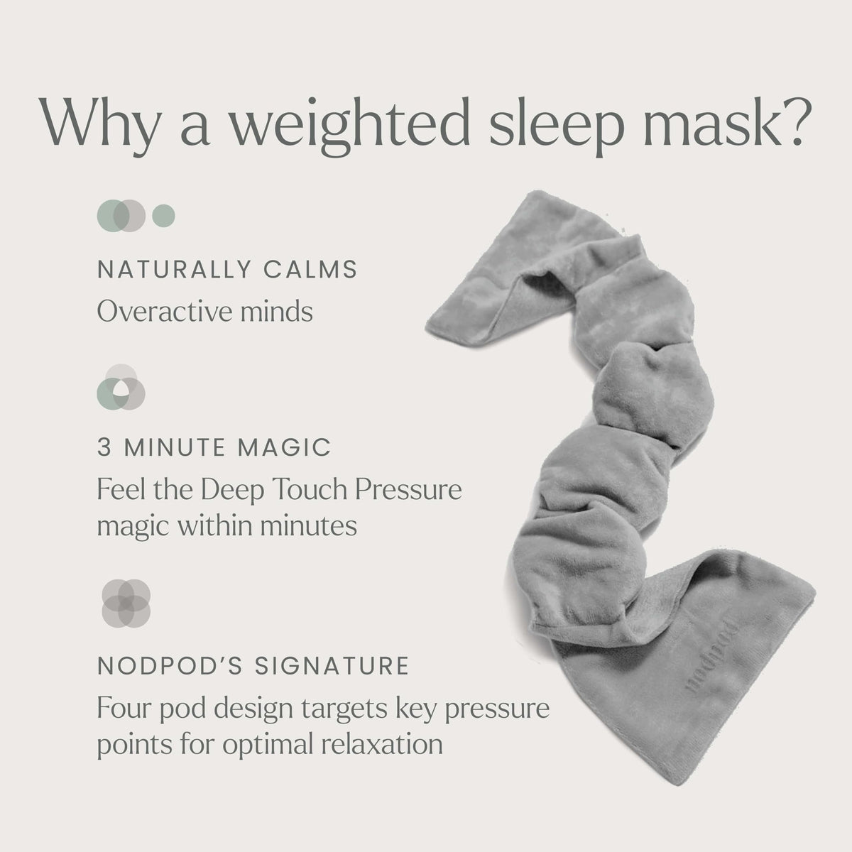Nodpod Gentle Pressure Sleep Mask | Patented Light Blocking Design for Sleeping, Traveling & Relaxation - Sage