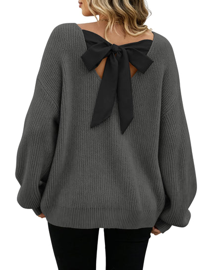 ZAFUL Women's Bow Chunky Knit Sweater